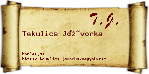 Tekulics Jávorka névjegykártya